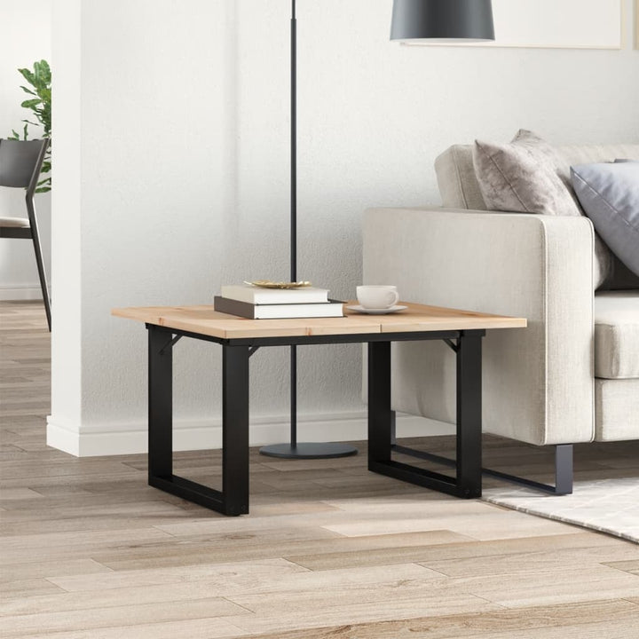 sofabord 70x70x40 cm O-stel massivt fyrretræ og stål