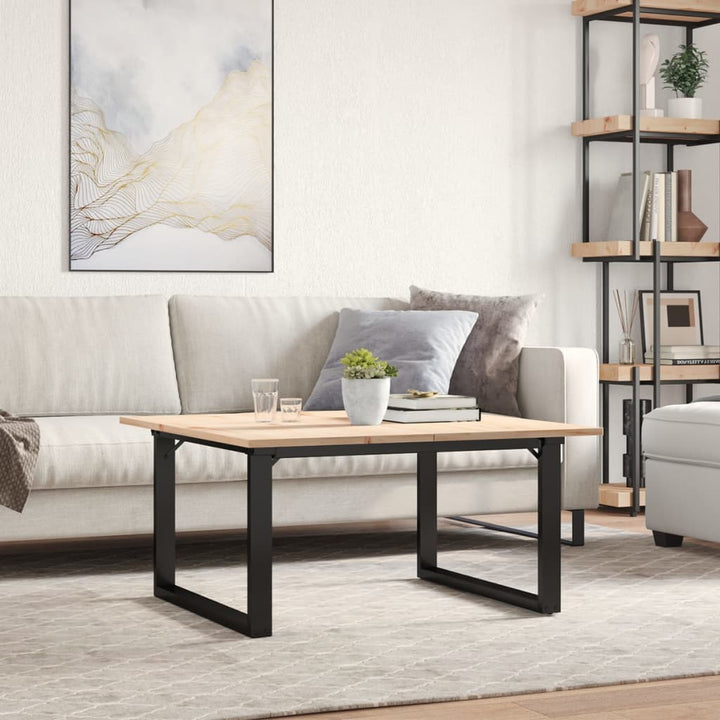 sofabord 80x80x45 cm O-stel massivt fyrretræ og stål