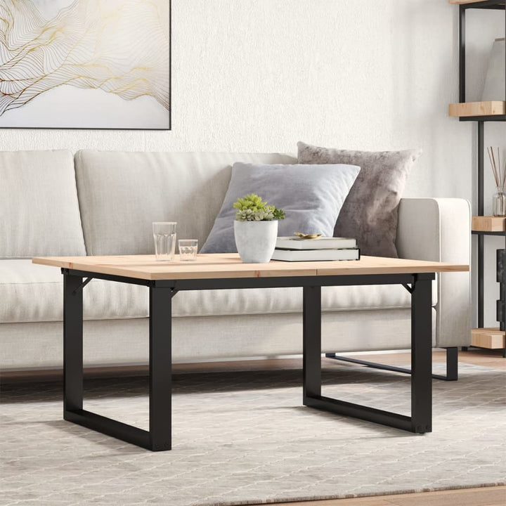 sofabord 80x80x45 cm O-stel massivt fyrretræ og stål