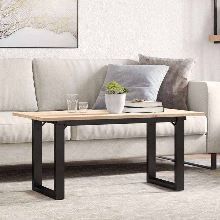 sofabord 90x40x45 cm O-stel massivt fyrretræ og stål