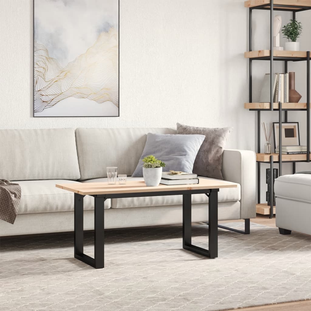 sofabord 100x50x45 cm O-stel massivt fyrretræ og stål