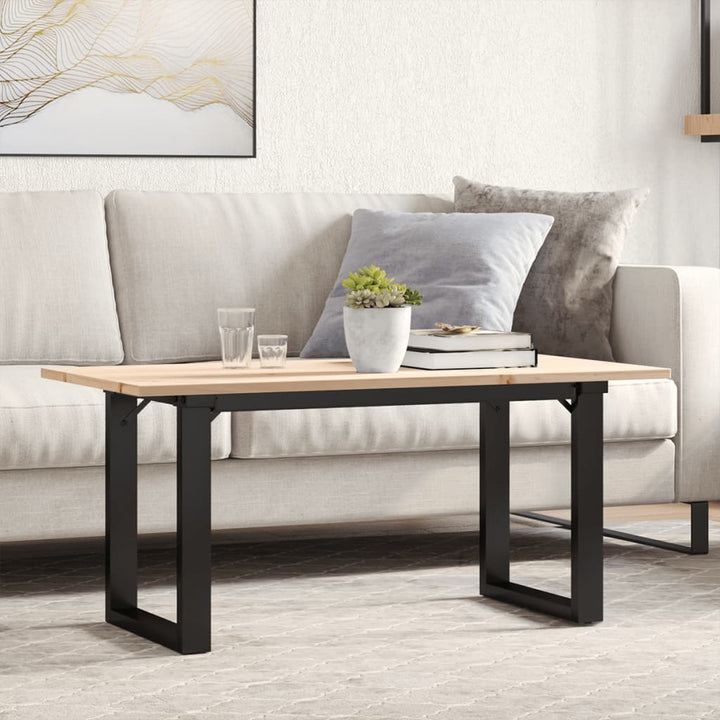 sofabord 100x50x45 cm O-stel massivt fyrretræ og stål