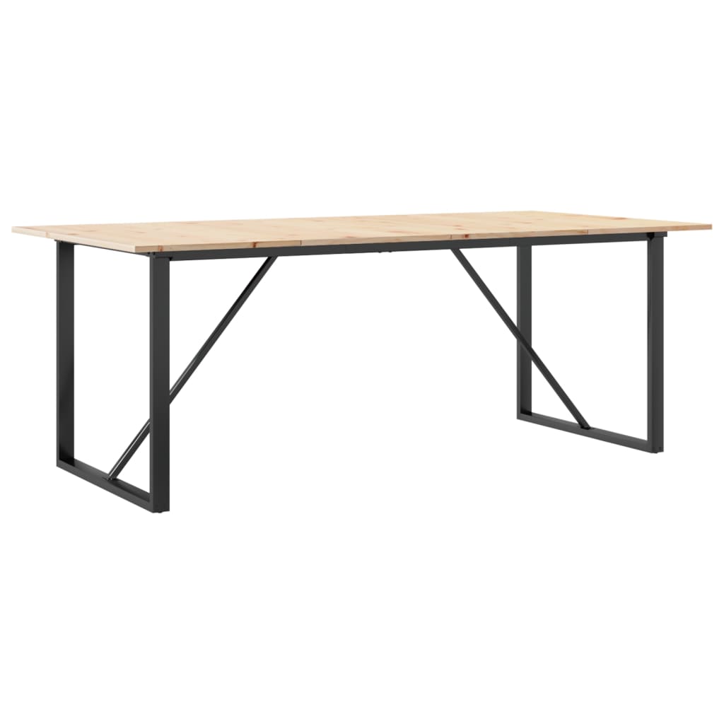 spisebord 200x100x75 cm O-stel massivt fyrretræ og stål