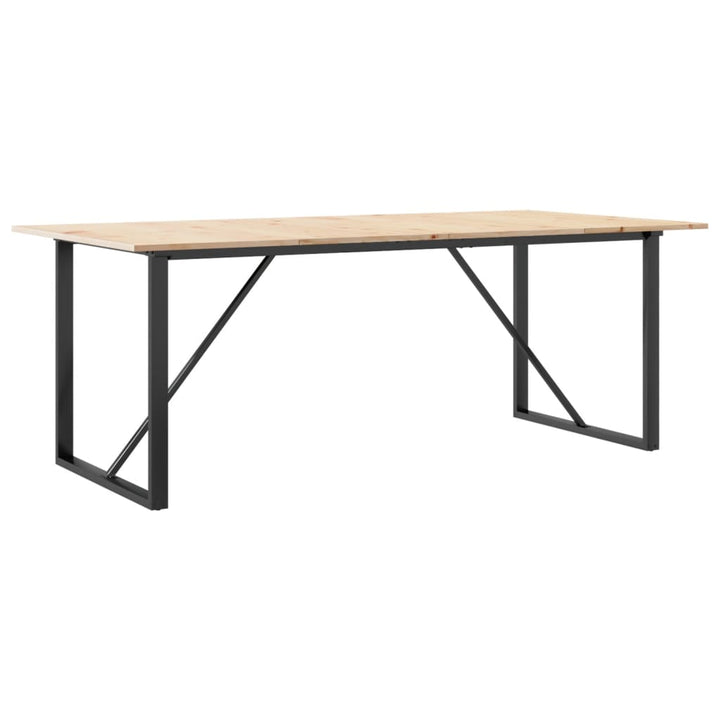 spisebord 200x100x75 cm O-stel massivt fyrretræ og stål