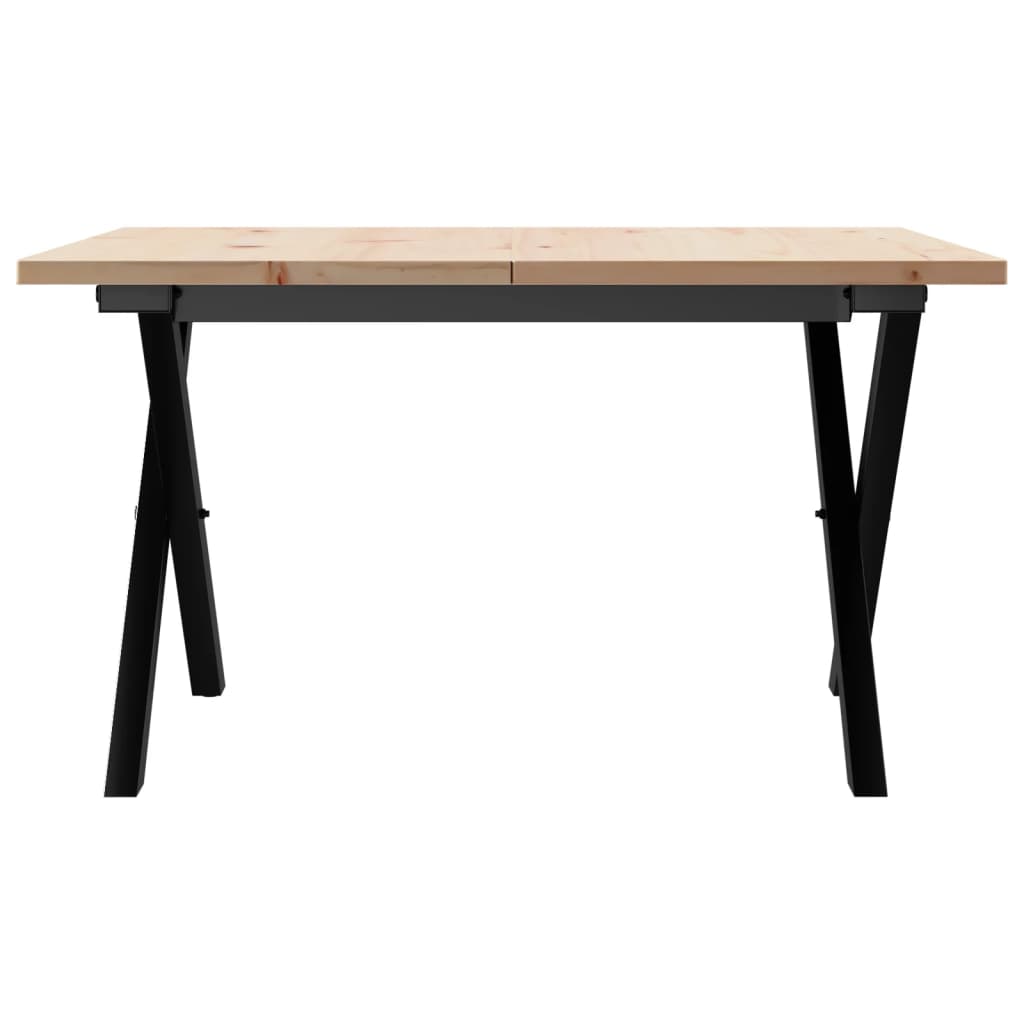 sofabord 60x60x40 cm X-stel massivt fyrretræ og stål