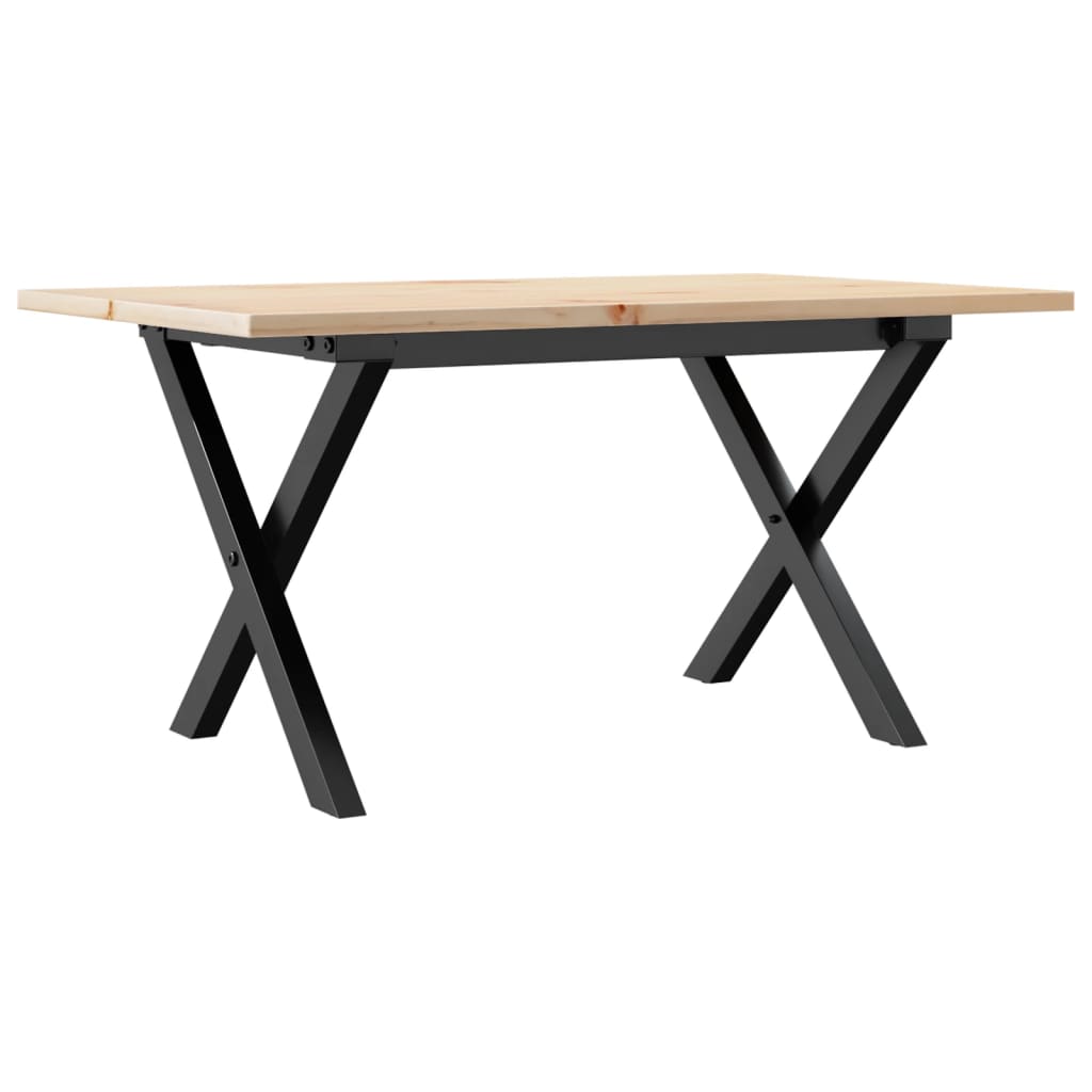 sofabord 80x50x40 cm X-stel massivt fyrretræ og stål