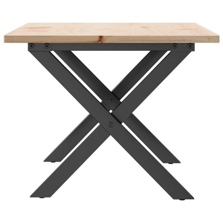 sofabord 80x50x40 cm X-stel massivt fyrretræ og stål
