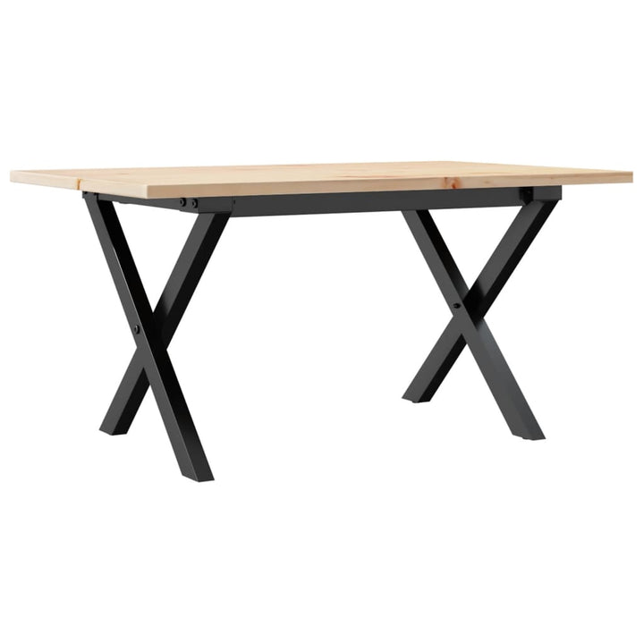 sofabord 80x50x40 cm X-stel massivt fyrretræ og stål