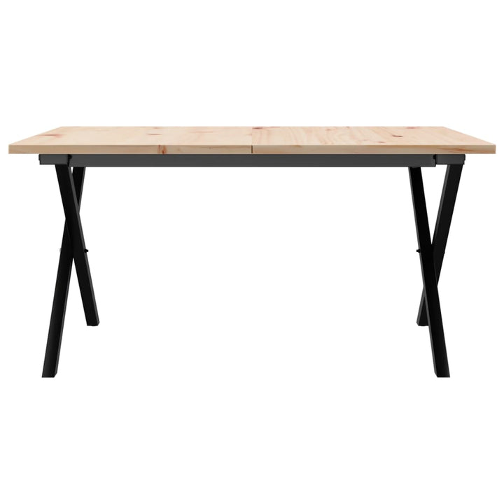 sofabord 80x80x45 cm X-stel massivt fyrretræ og stål