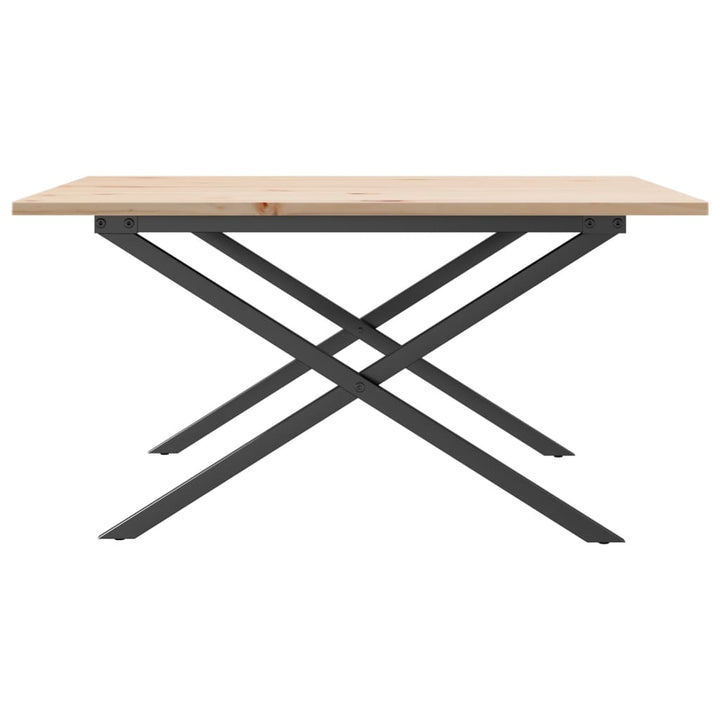 sofabord 80x80x45 cm X-stel massivt fyrretræ og stål