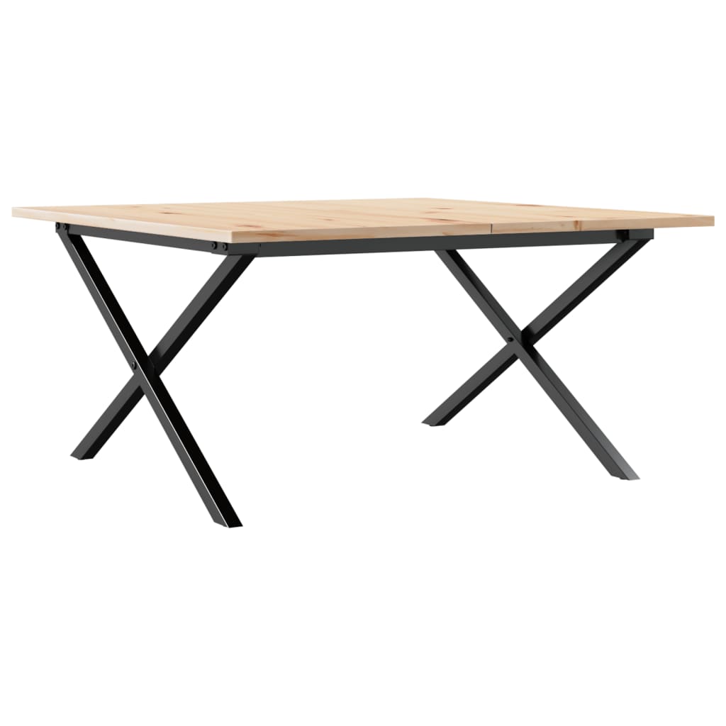 sofabord 80x80x45 cm X-stel massivt fyrretræ og stål
