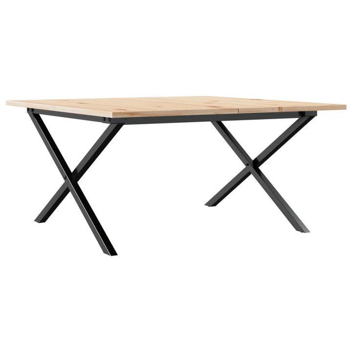 sofabord 80x80x45 cm X-stel massivt fyrretræ og stål