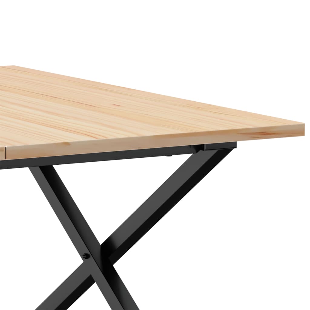sofabord 80x80x45 cm X-stel massivt fyrretræ og stål