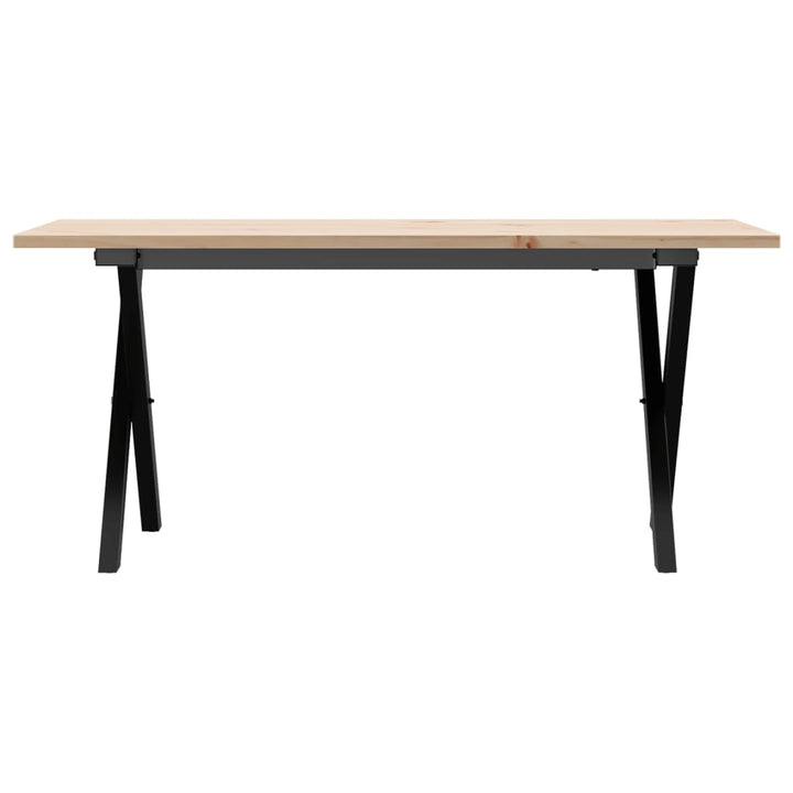 sofabord 90x40x45 cm X-stel massivt fyrretræ og stål