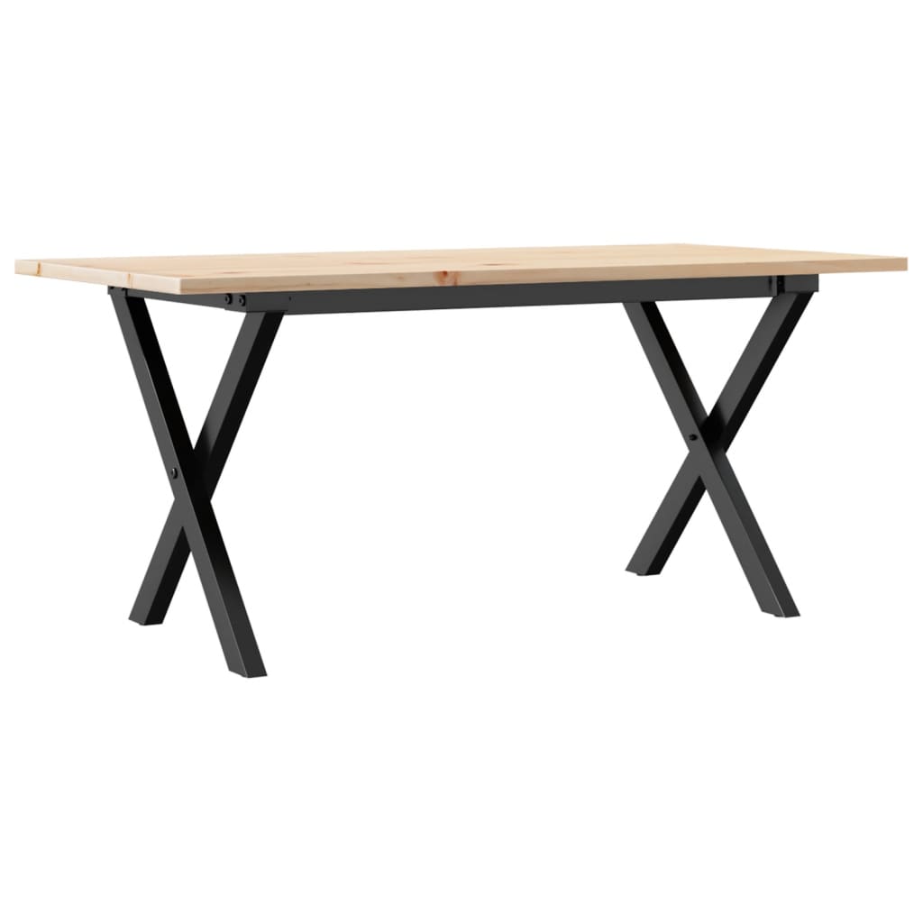sofabord 90x40x45 cm X-stel massivt fyrretræ og stål