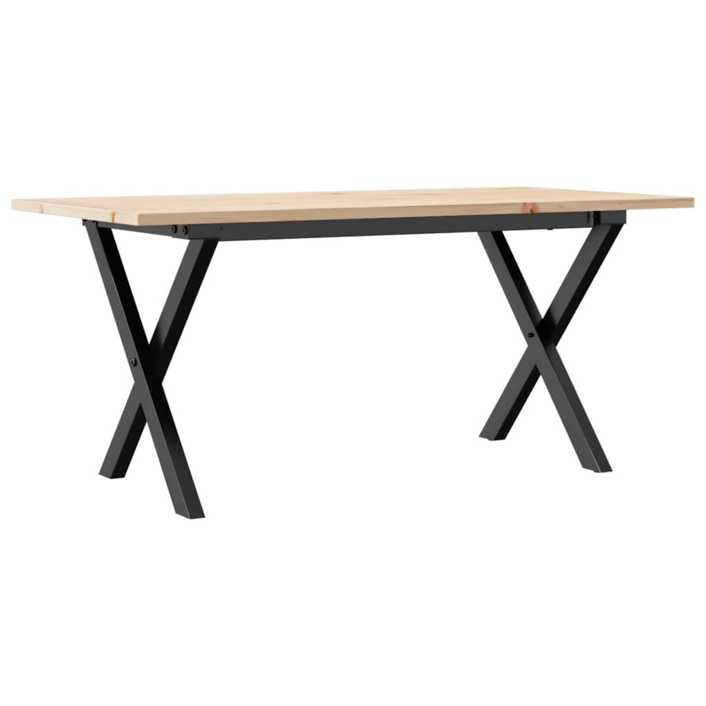 sofabord 100x50x45 cm X-stel massivt fyrretræ og stål