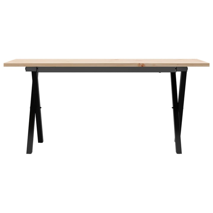 sofabord 100x50x45 cm X-stel massivt fyrretræ og stål