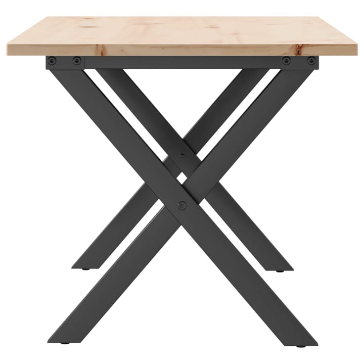 sofabord 100x50x45 cm X-stel massivt fyrretræ og stål