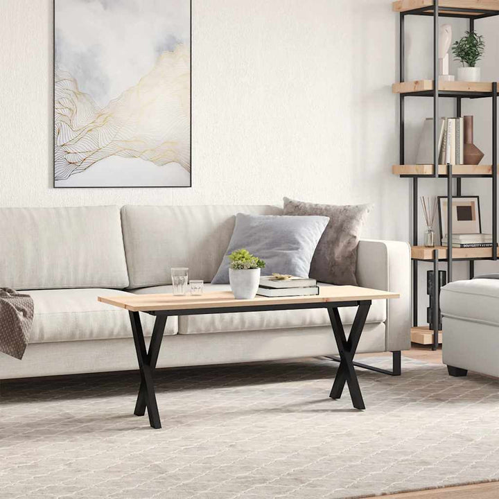 sofabord 110x40x45 cm X-stel massivt fyrretræ og stål