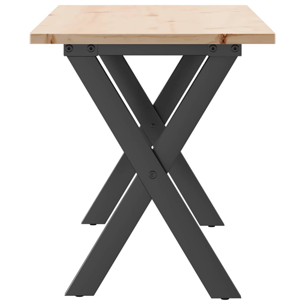 sofabord 110x40x45 cm X-stel massivt fyrretræ og stål