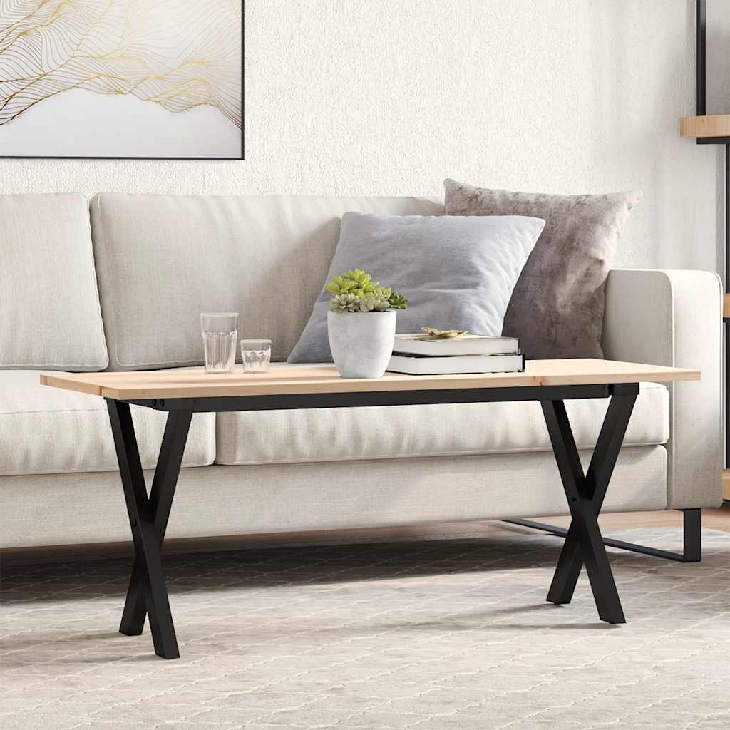 sofabord 110x40x45 cm X-stel massivt fyrretræ og stål