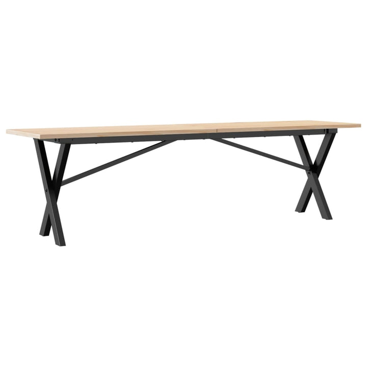 sofabord 160x40x45 cm X-stel massivt fyrretræ og stål