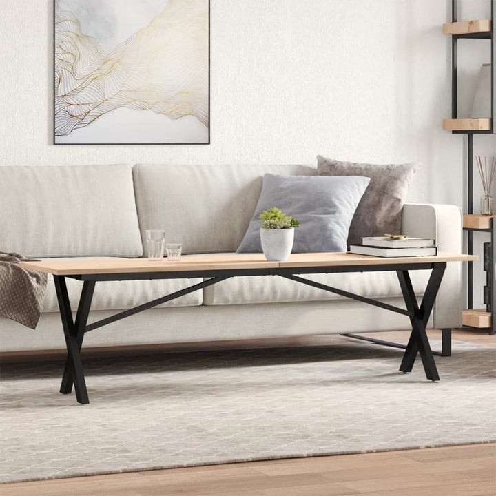sofabord 160x40x45 cm X-stel massivt fyrretræ og stål