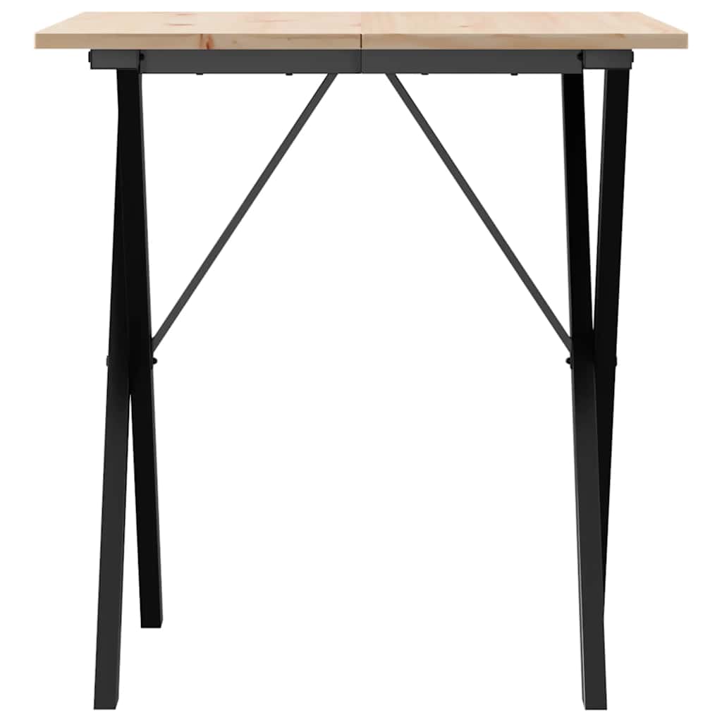 spisebord 70x70x75 cm X-stel massivt fyrretræ og stål