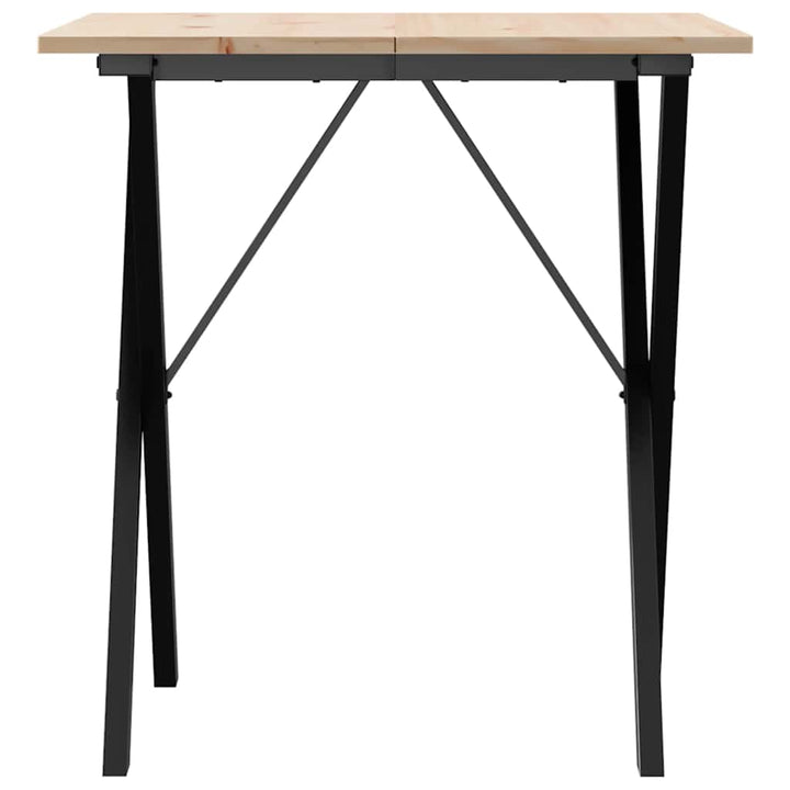 spisebord 70x70x75 cm X-stel massivt fyrretræ og stål