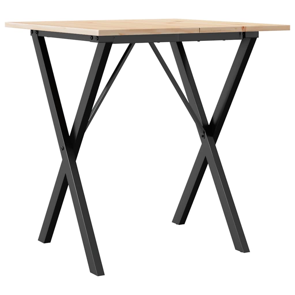 spisebord 70x70x75 cm X-stel massivt fyrretræ og stål
