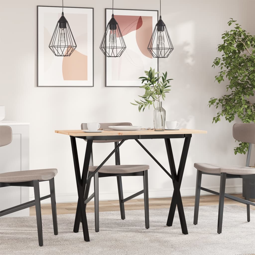 spisebord 100x50x75 cm X-stel massivt fyrretræ og stål