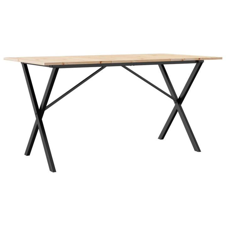 spisebord 160x80x75 cm X-stel massivt fyrretræ og stål