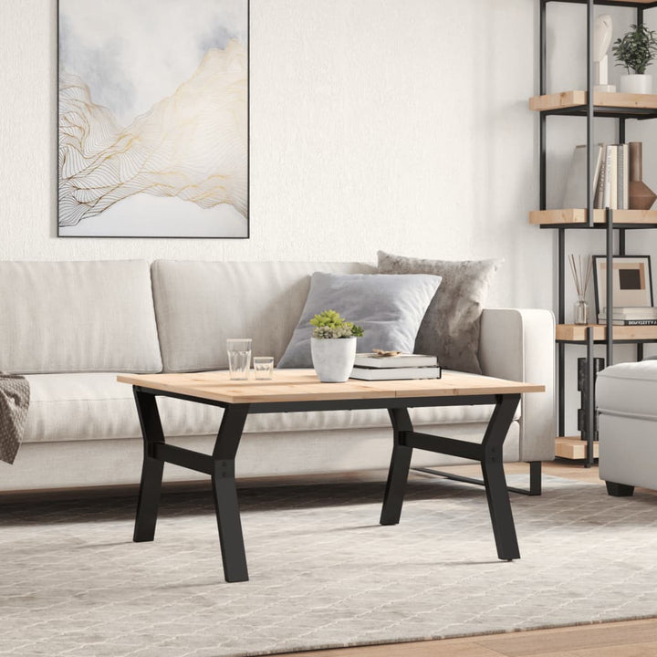 sofabord 80x80x45 cm Y-stel massivt fyrretræ og stål