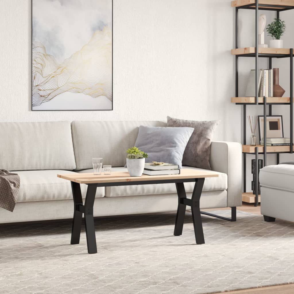 sofabord 100x50x45 cm Y-stel massivt fyrretræ og stål
