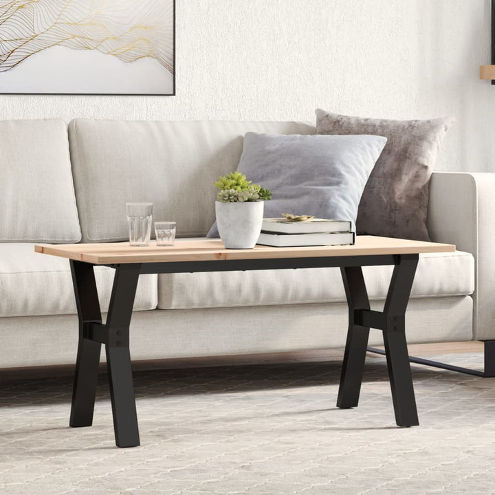 sofabord 100x50x45 cm Y-stel massivt fyrretræ og stål