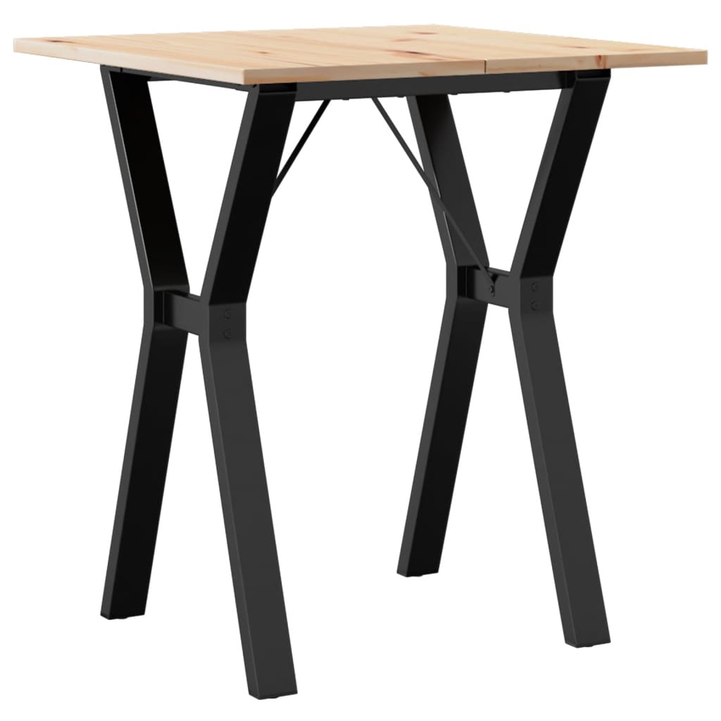 spisebord 70x70x75 cm Y-stel massivt fyrretræ og stål