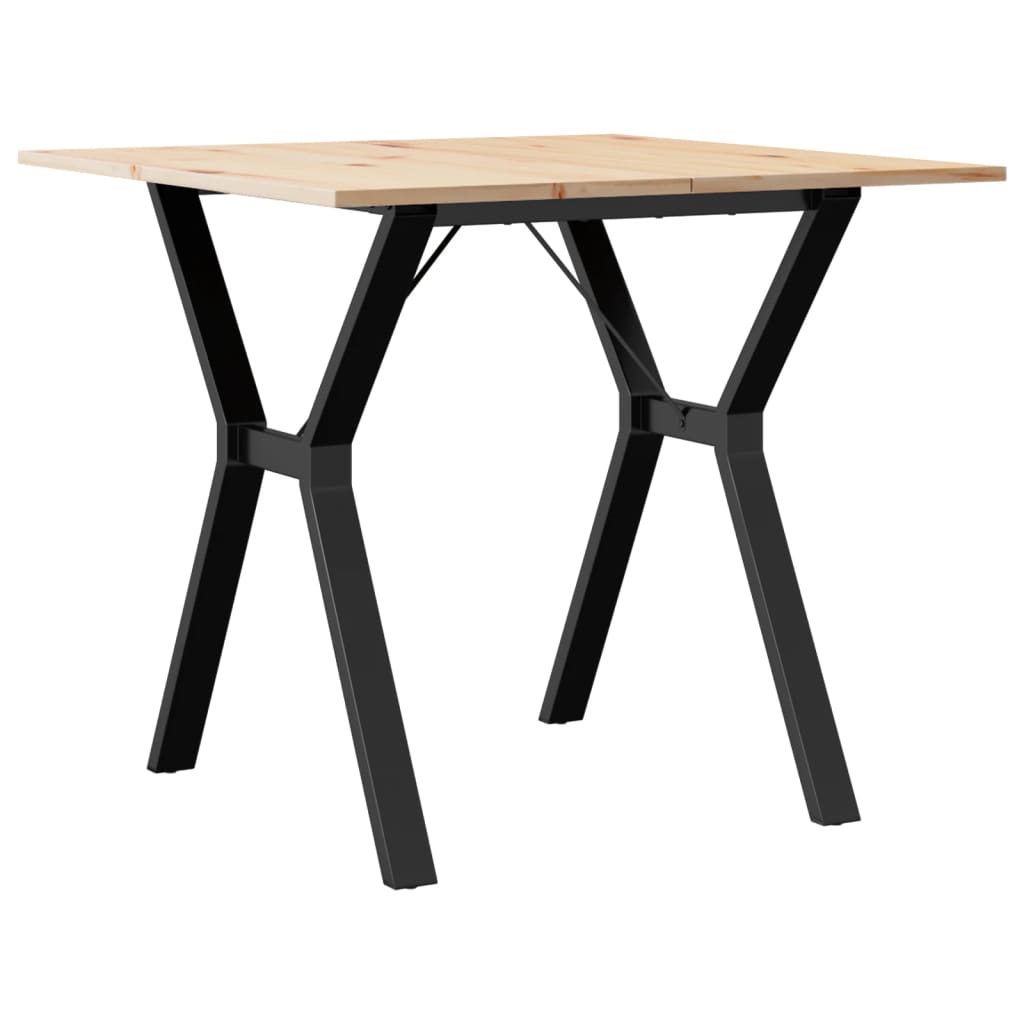 spisebord 80x80x75 cm Y-stel massivt fyrretræ og stål