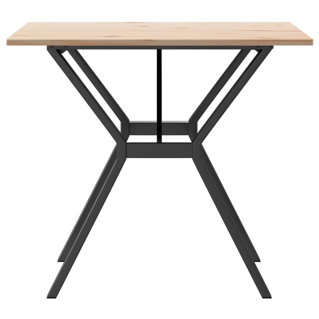 spisebord 80x80x75 cm Y-stel massivt fyrretræ og stål