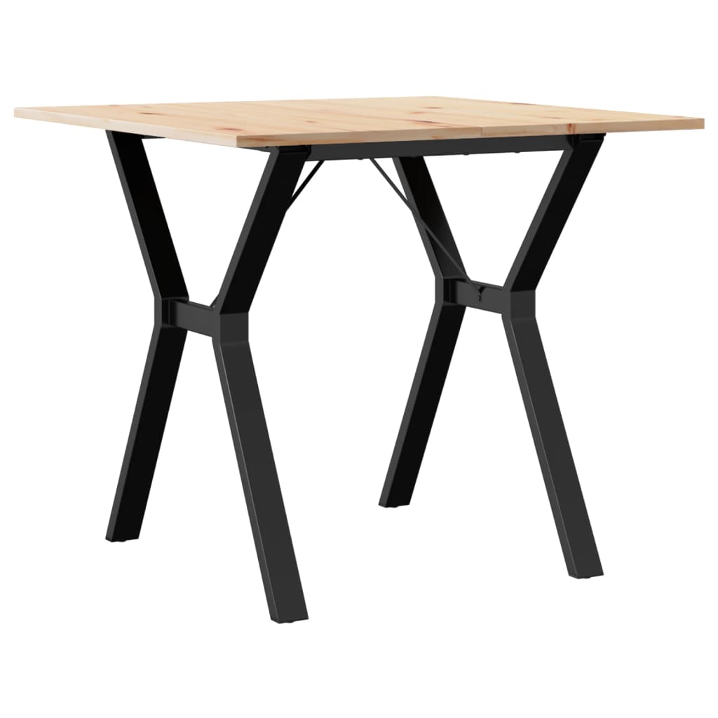 spisebord 80x80x75 cm Y-stel massivt fyrretræ og stål