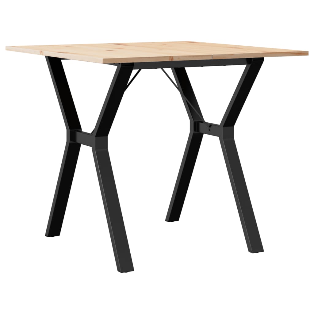 spisebord 90x90x75 cm Y-stel massivt fyrretræ og stål