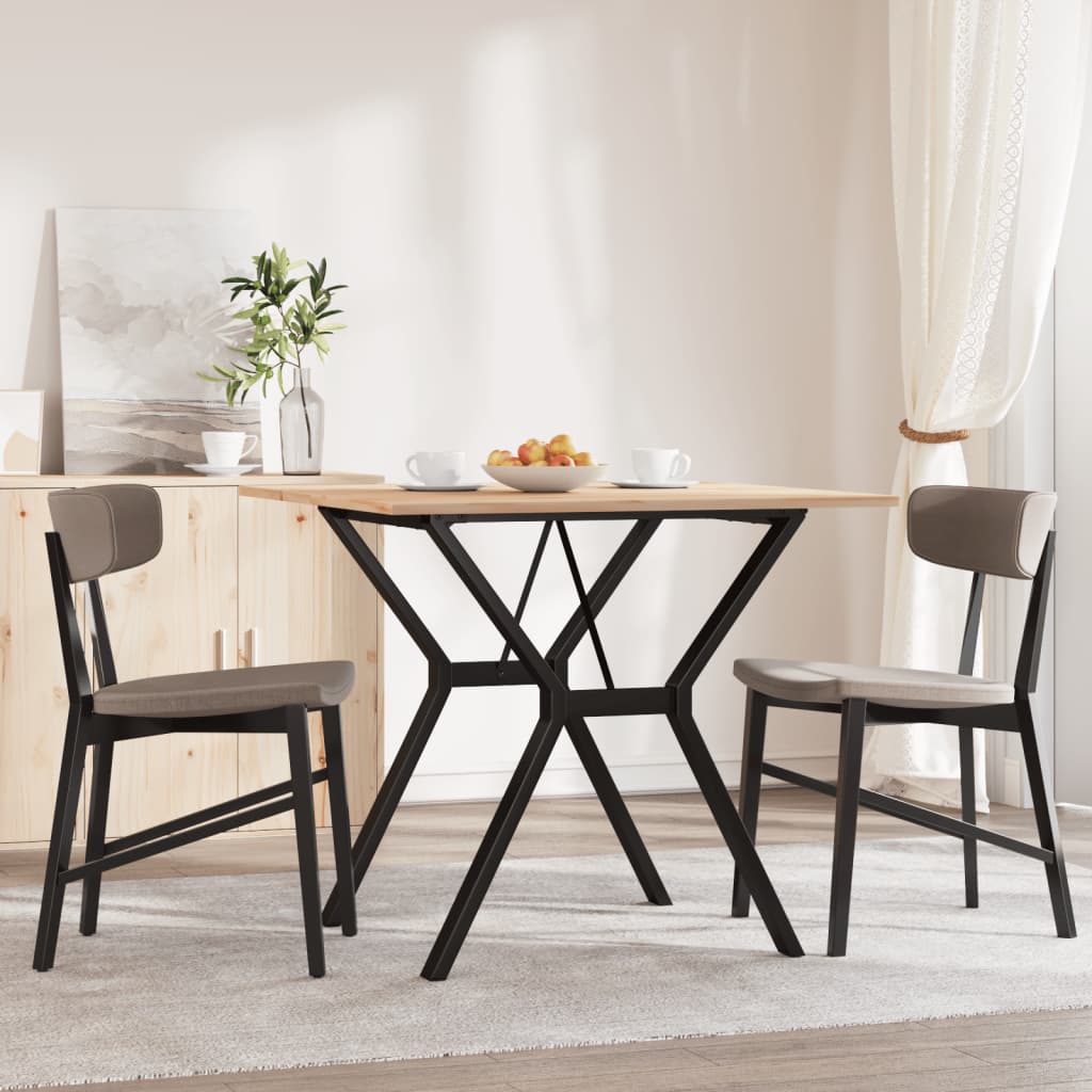 spisebord 90x90x75 cm Y-stel massivt fyrretræ og stål