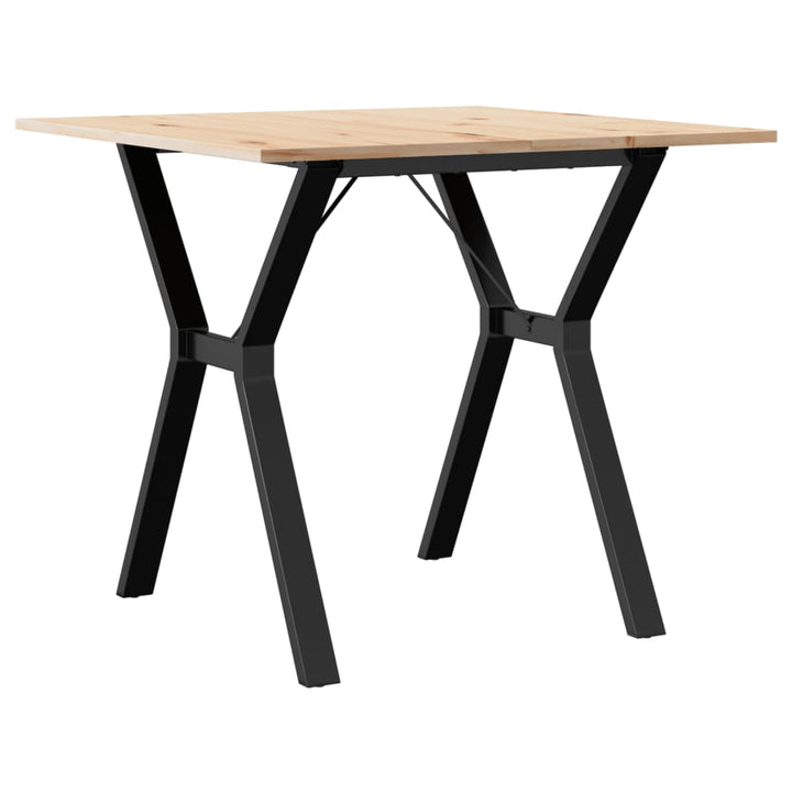 spisebord 90x90x75 cm Y-stel massivt fyrretræ og stål