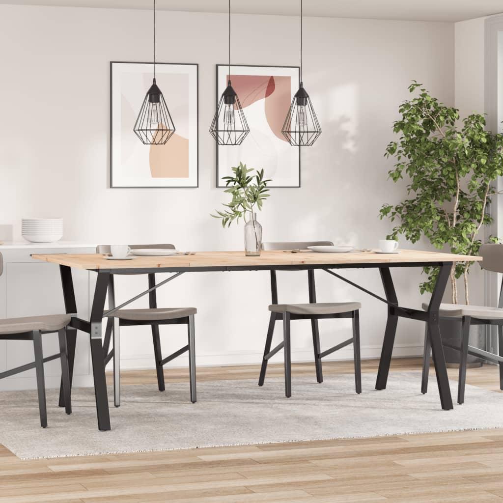 spisebord 200x100x75 cm Y-stel massivt fyrretræ og stål