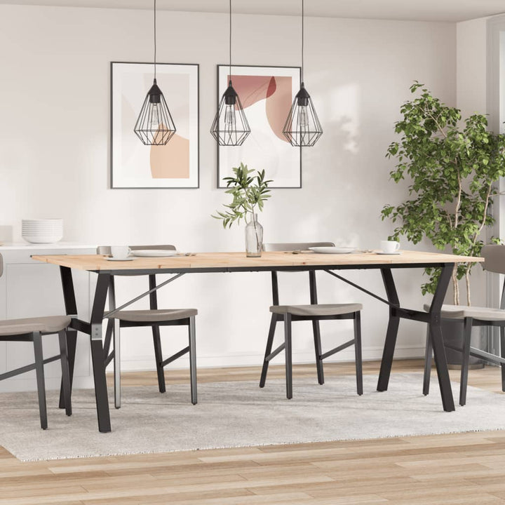 spisebord 200x100x75 cm Y-stel massivt fyrretræ og stål