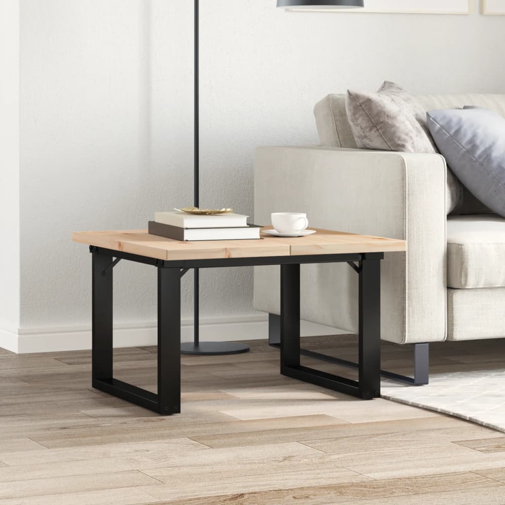 sofabord 70x70x40,5 cm O-stel massivt fyrretræ og stål