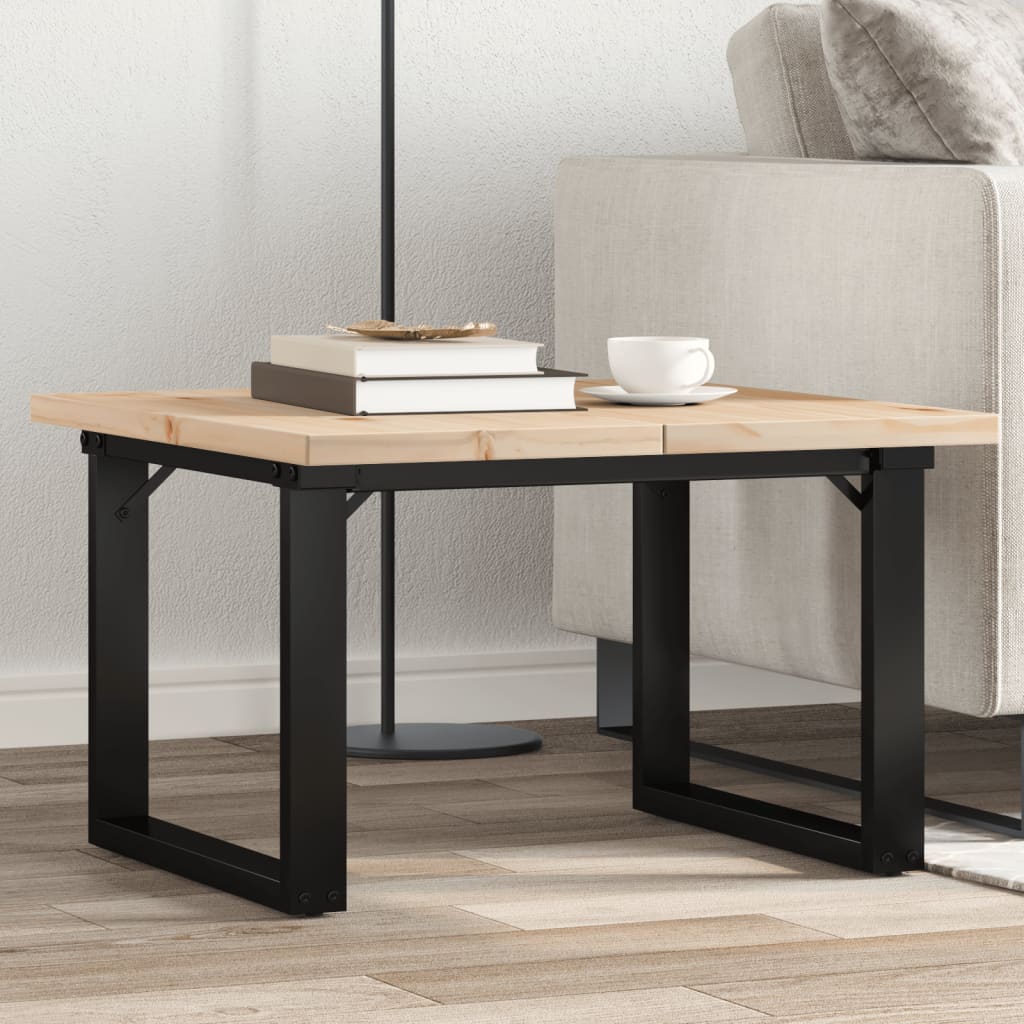 sofabord 70x70x40,5 cm O-stel massivt fyrretræ og stål