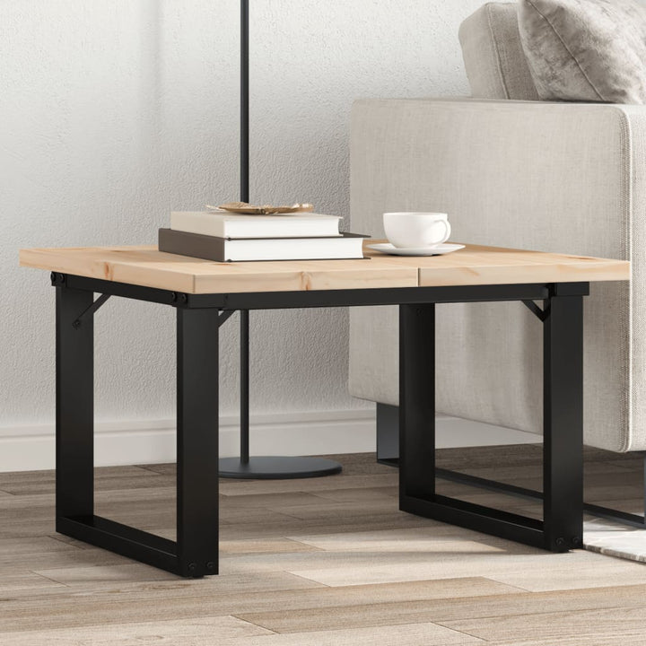 sofabord 70x70x40,5 cm O-stel massivt fyrretræ og stål