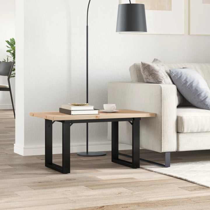 sofabord 80x50x40,5 cm O-stel massivt fyrretræ og stål