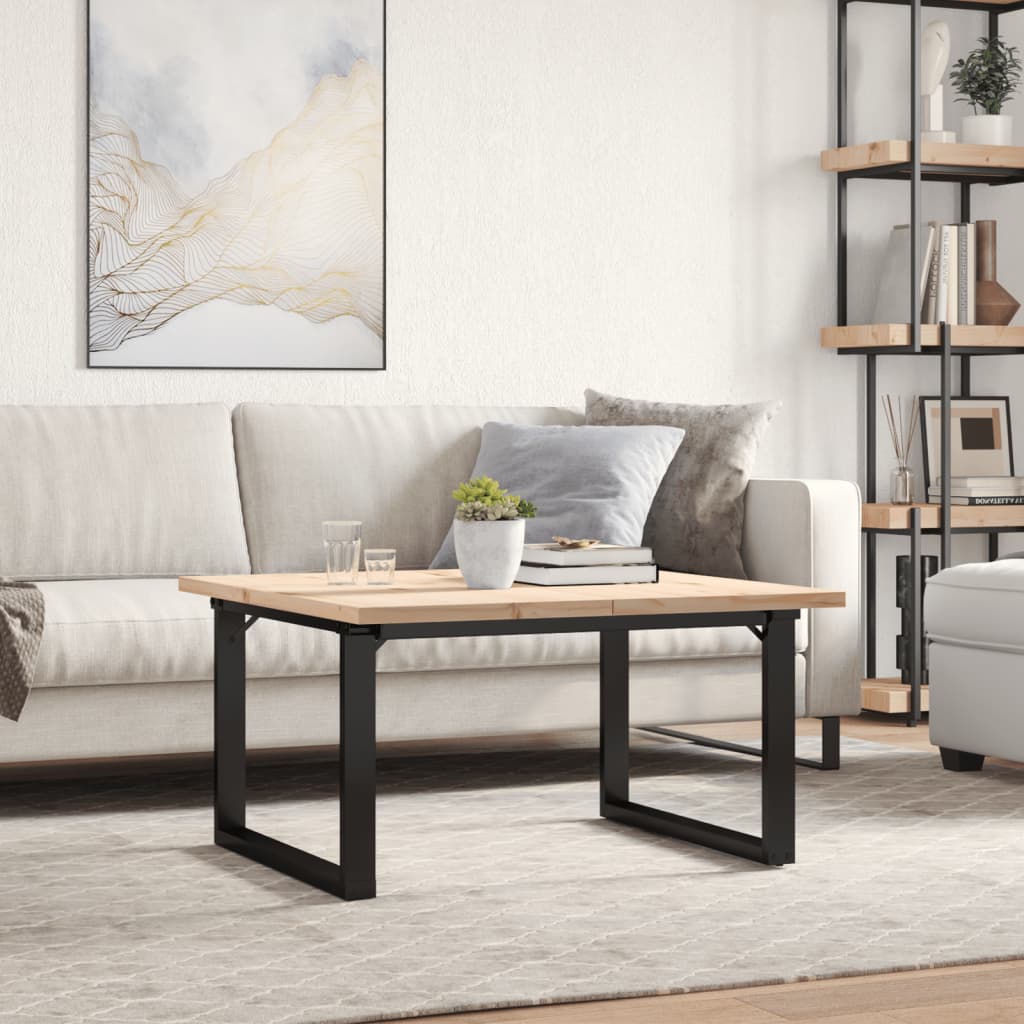 sofabord 80x80x45,5 cm O-stel massivt fyrretræ og stål