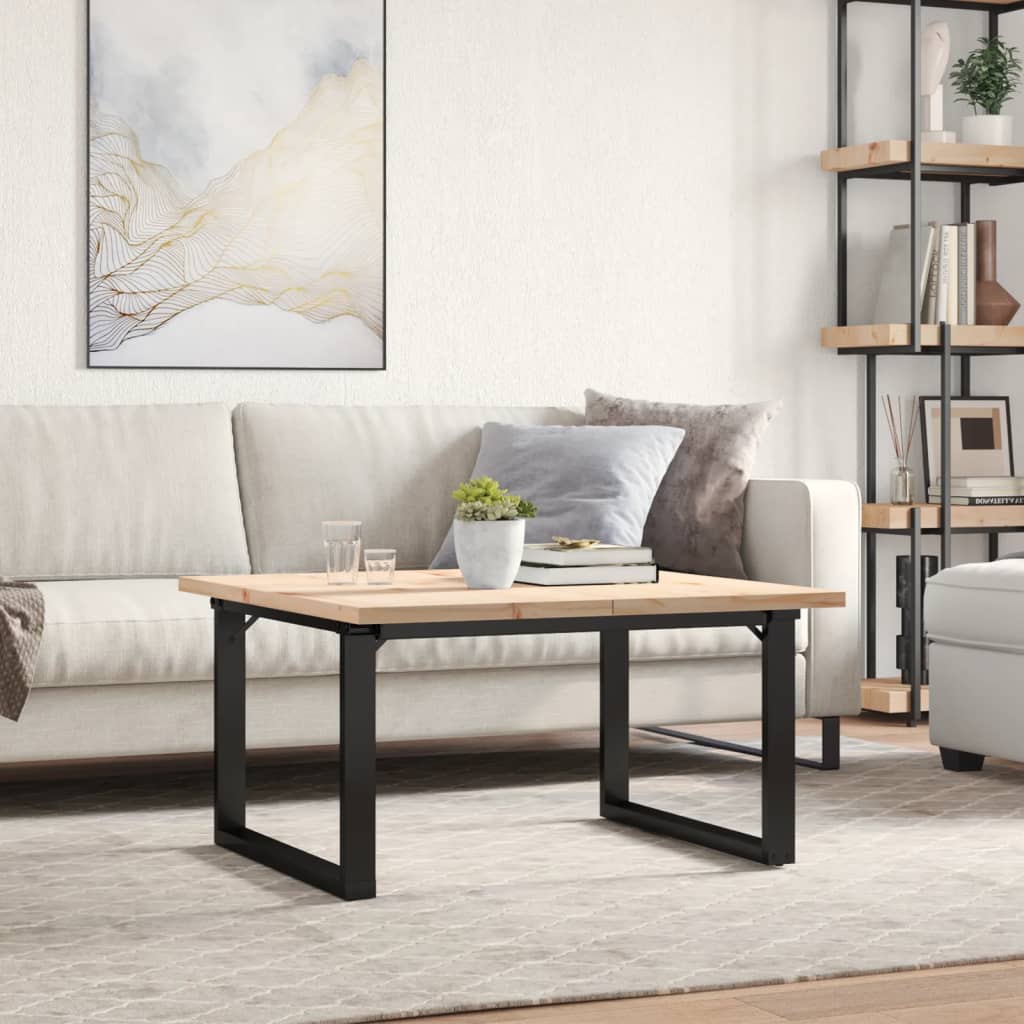 sofabord 90x90x45,5 cm O-stel massivt fyrretræ og stål